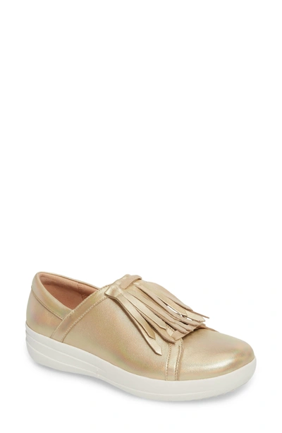 Shop Fitflop F-sporty Ii Fringe Slip-on In Gold Iridescent Leather