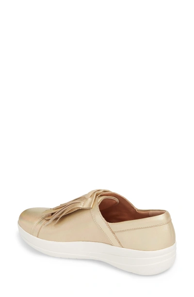 Shop Fitflop F-sporty Ii Fringe Slip-on In Gold Iridescent Leather