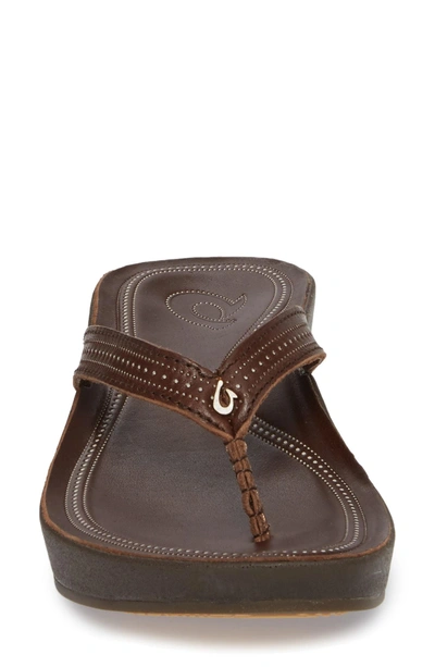Shop Olukai Ola Flip Flop In Dark Java/ Dark Java Leather