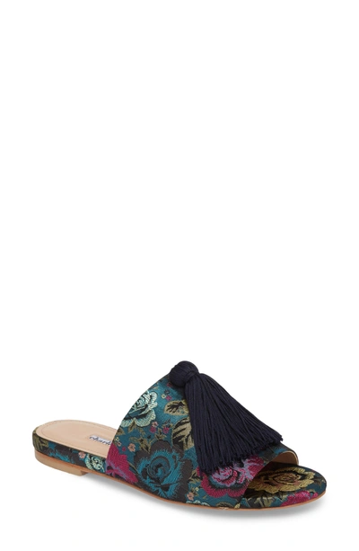 Shop Charles David Sashay Tasseled Slide Sandal In Blue Fabric
