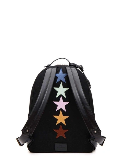 Shop Valentino Embroidered Patch Backpack In Nero