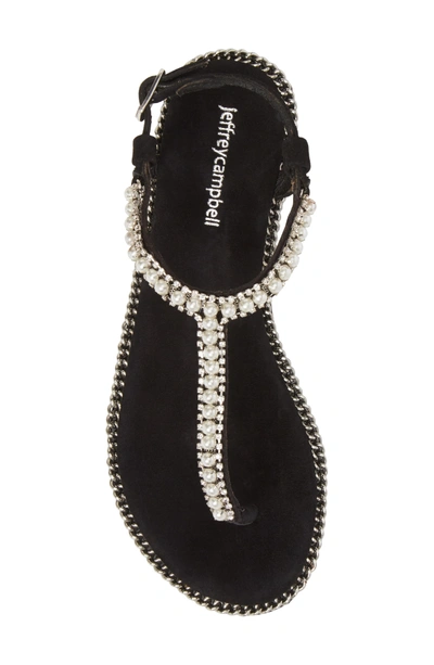Shop Jeffrey Campbell Embellished Ankle Strap Sandal In Black Suede