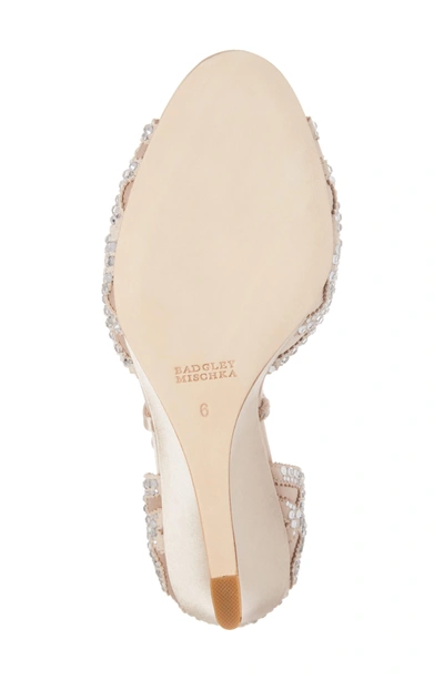 Shop Badgley Mischka Winter Strappy Wedge Pump In Nude Satin