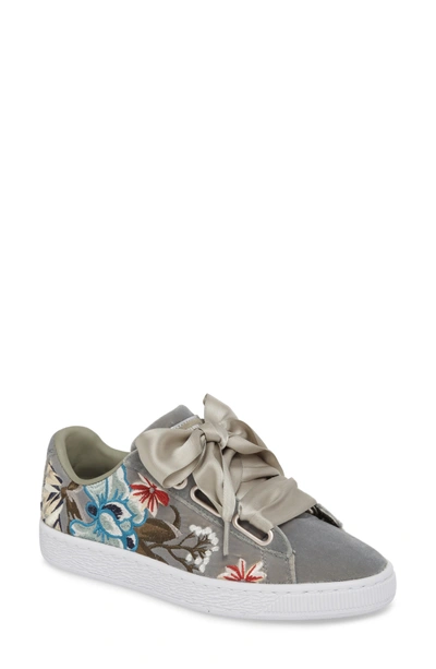 Puma Women's Basket Heart Hyper Emboss Casual Shoes, Grey - Size 9.0 In  Rock Ridge | ModeSens