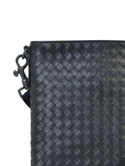 Shop Bottega Veneta Intrecciato Messenger Bag In Black