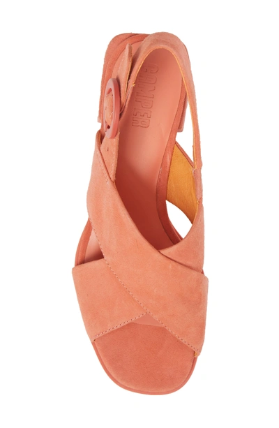 Shop Camper Kobo Cross Strap Sandal In Medium Pink Leather