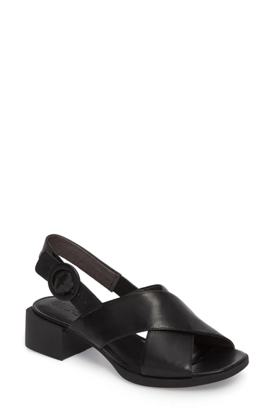 Shop Camper Kobo Cross Strap Sandal In Black Leather