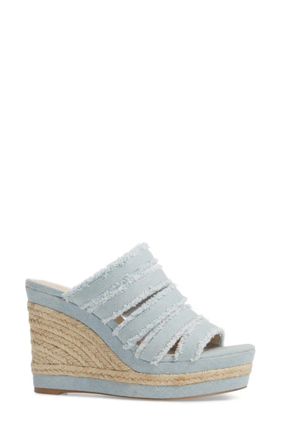 Shop Charles By Charles David Loyal Wedge Sandal In Light Blue Denim Fabric