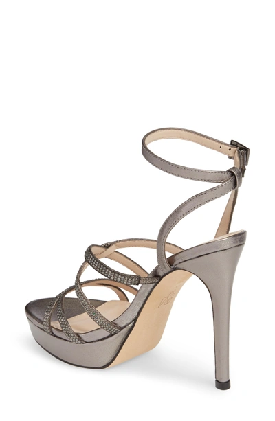 Shop Pelle Moda Oak Platform Sandal In Pewter Metallic Suede