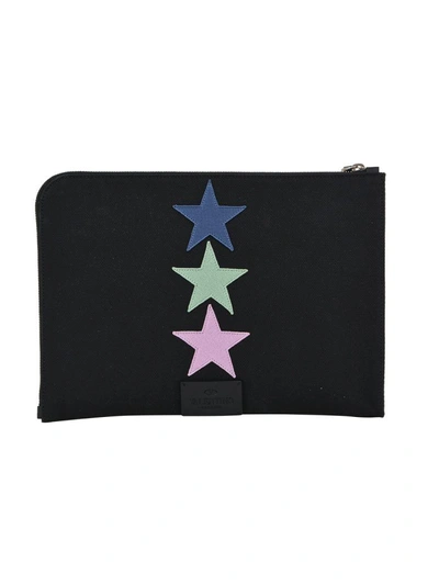 Shop Valentino Document Holder W/patches In Black