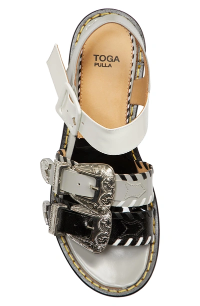 Shop Toga Colorblock Triple Strap Platform Sandal In Navy Mix