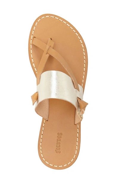 Shop Soludos 'slotted' Thong Sandal In Metallic/ Platinum Leather