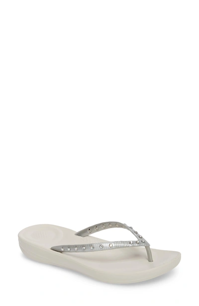 Shop Fitflop Iqushion Flip Flop In Silver/ Silver