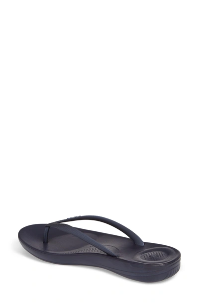 Shop Fitflop Iqushion Flip Flop In Midnight Navy/ White