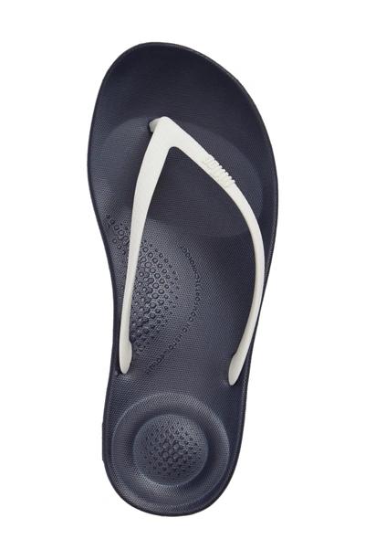 Shop Fitflop Iqushion Flip Flop In Midnight Navy/ White