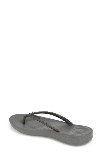 Shop Fitflop Iqushion Flip Flop In Charcoal Grey