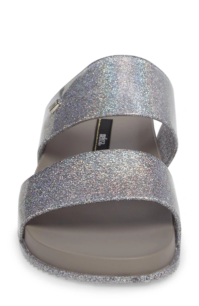 Melissa Cosmic Metallic Glitter Two Band Slide Sandals In Silver Glitter |  ModeSens