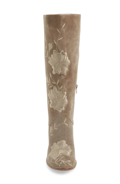 Shop Seychelles Callback Embroidered Boot In Taupe Suede