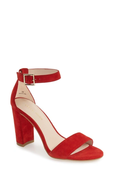 Shop Pelle Moda 'bonnie' Ankle Strap Sandal In Lipstick Red Suede