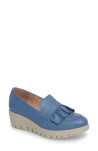 Shop Wonders Loafer Wedge In Jeans Leather