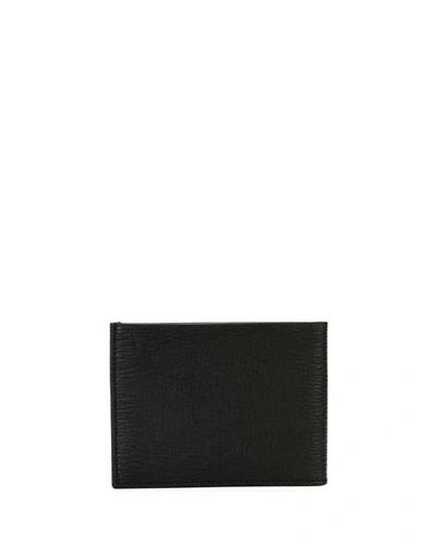 Shop Ferragamo Men's Revival Gancini Bi-fold Leather Wallet, Black/red