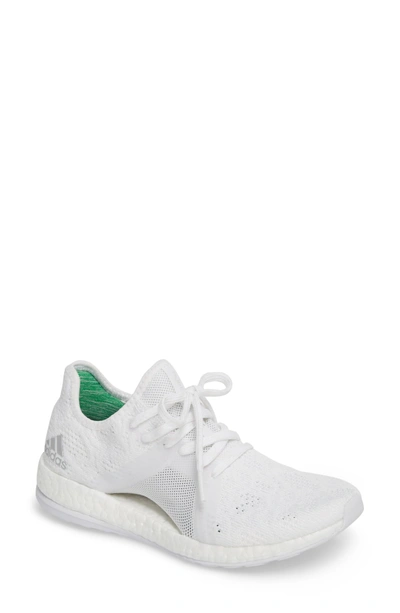 Shop Adidas Originals Pureboost X Element Knit Running Shoe In White/ Grey/ Green
