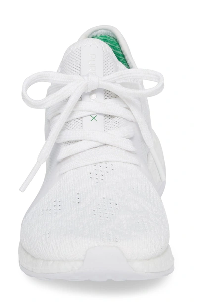 Shop Adidas Originals Pureboost X Element Knit Running Shoe In White/ Grey/ Green
