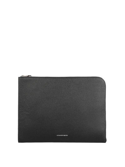 Shop Alexander Mcqueen Leather Pouch In Nero