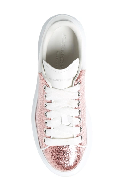 Shop Alexander Mcqueen Croc Embossed Lace-up Sneaker In Metallic Pink