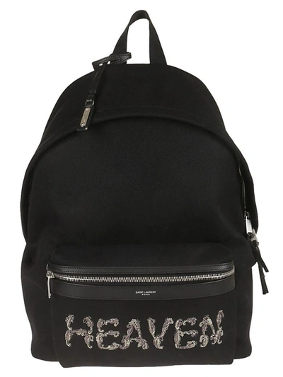 Shop Saint Laurent City Embroidered Backpack In Nero