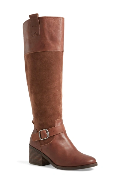 Shop Lucky Brand Kailan Ankle Strap Tall Boot In Tobacco Leather