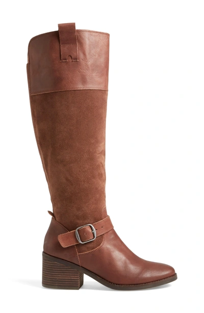 Shop Lucky Brand Kailan Ankle Strap Tall Boot In Tobacco Leather