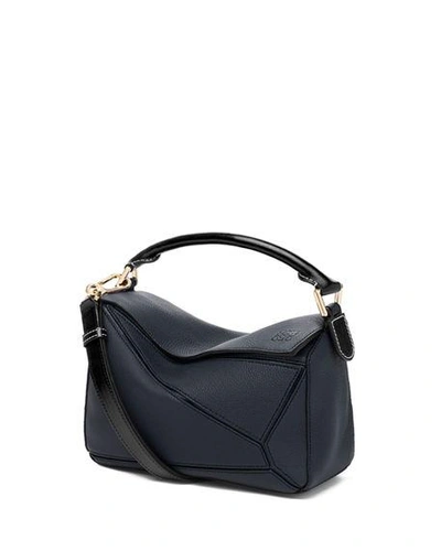 Shop Loewe Puzzle Small Leather Satchel Bag In Dark Blue