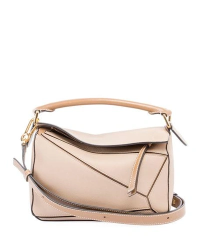 Shop Loewe Puzzle Small Leather Satchel Bag In Sand