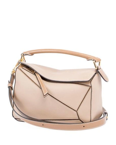 Shop Loewe Puzzle Small Leather Satchel Bag In Sand