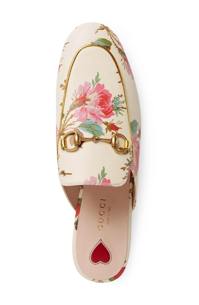 Shop Gucci Princetown Floral Loafer Mule In Ivory