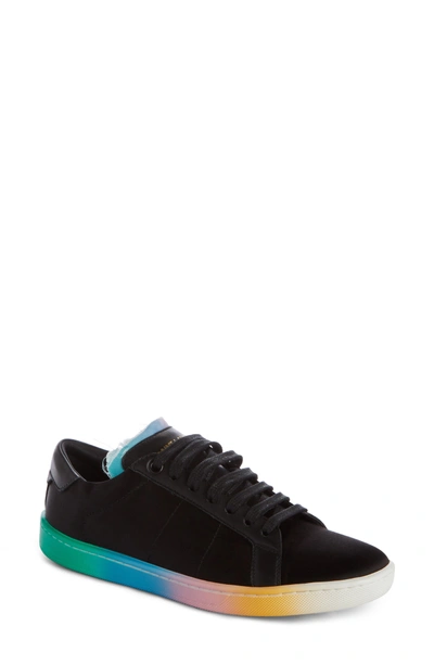Shop Saint Laurent Court Classic Rainbow Sole Sneaker In Black Multi