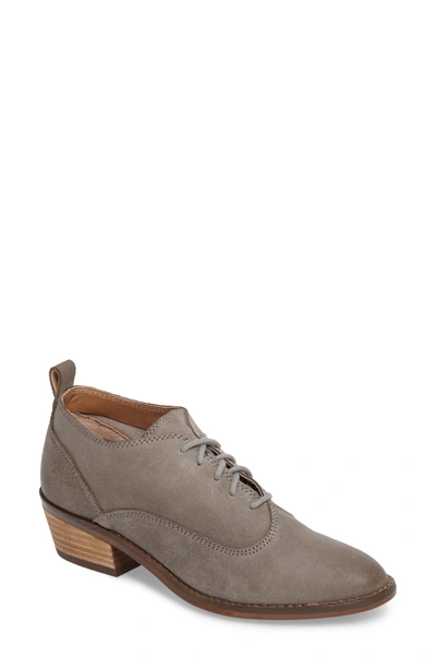 Shop Lucky Brand Fantine Lace-up Bootie In Steel Grey Leather