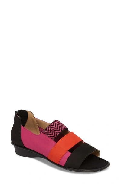 Shop Sesto Meucci Elise Peep Toe Sandal In Magenta Soft Nubuck