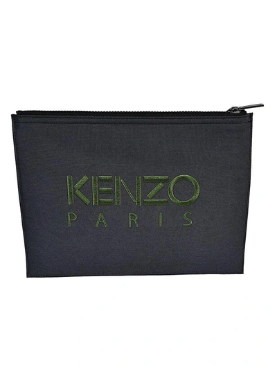 Shop Kenzo Tiger Clutch In Dark Grey