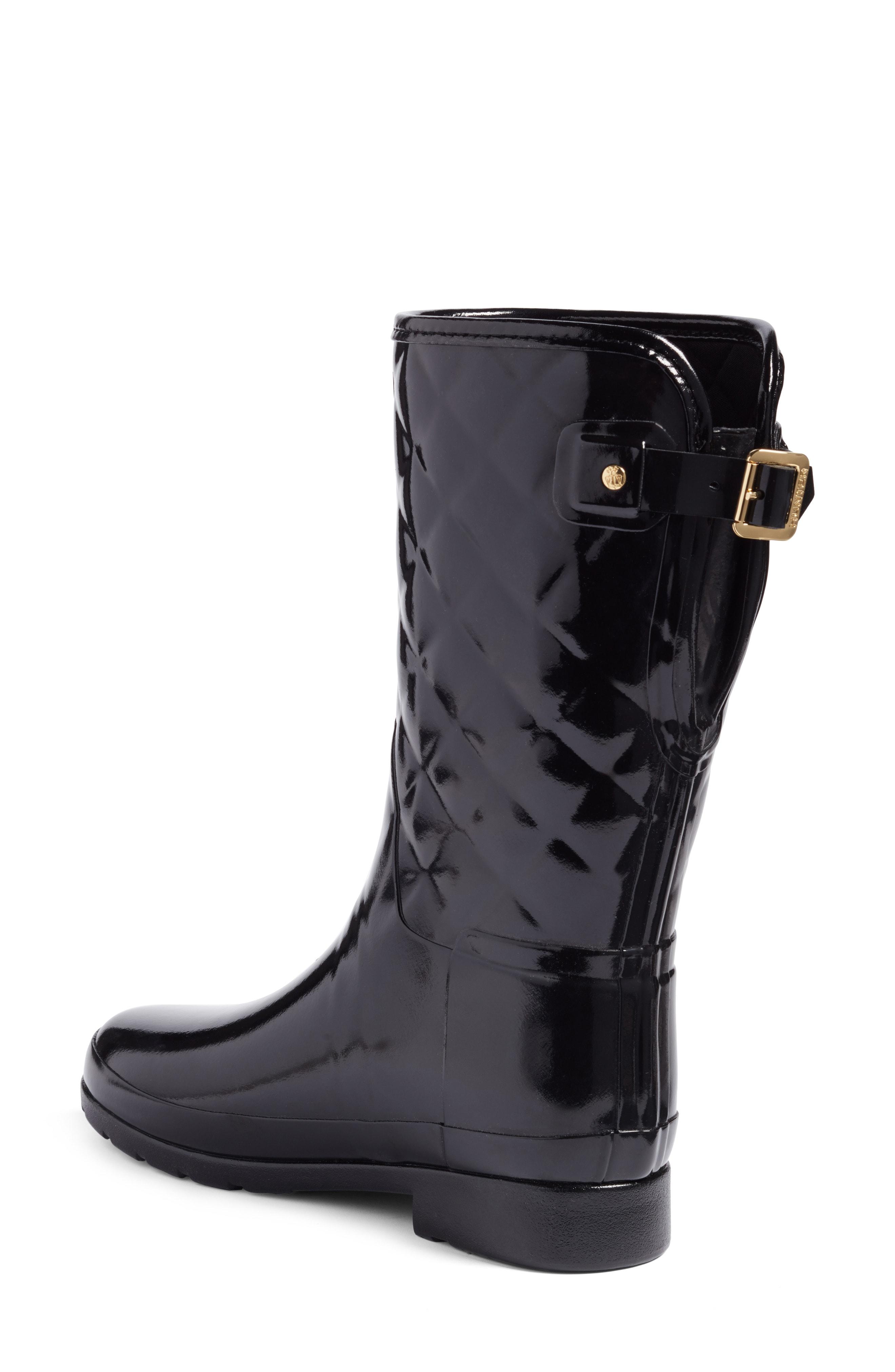 hunter refined high gloss quilted short rain boot