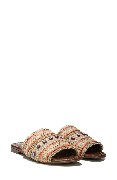 Shop Sam Edelman Brandon Slide Sandal In Almond/ Sedona Orange Raffia