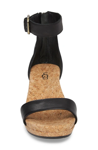 Shop Ugg Zoe Wedge Sandal In Black Leather