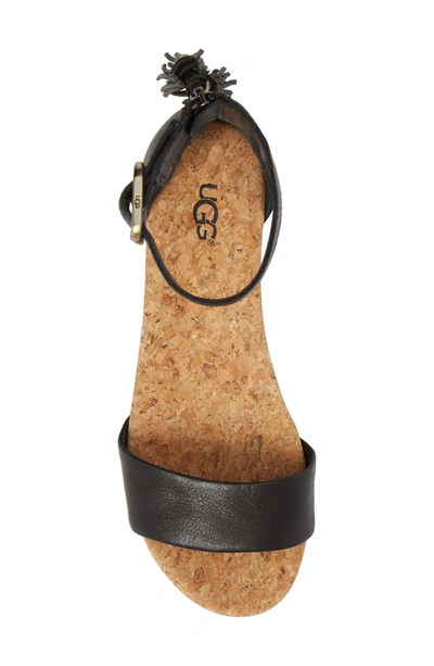 Shop Ugg Zoe Wedge Sandal In Black Leather