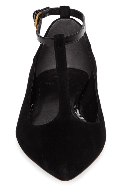 Tory Burch Ashton T-strap Ankle-wrap Flat In Black | ModeSens