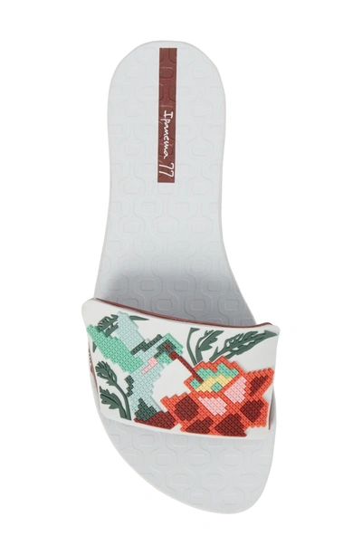Shop Ipanema Nectar Floral Slide Sandal In White/ Burgundy