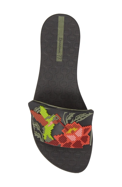 Shop Ipanema Nectar Floral Slide Sandal In Black/ Green