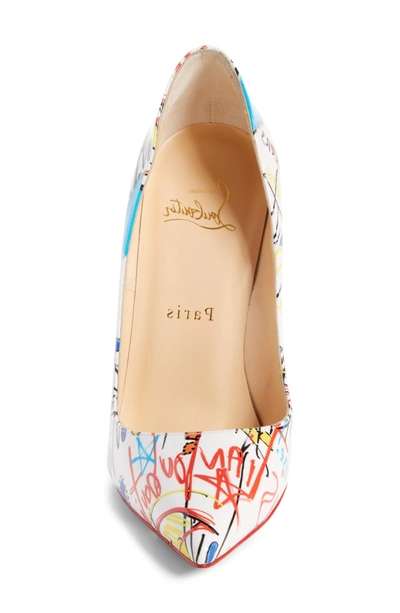 Shop Christian Louboutin Loubitag So Kate Grafitti Pump In White Multi