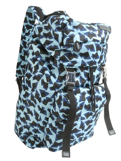 Shop Marni Geometric Printed Backpack In Celeste