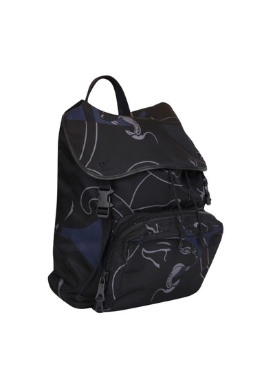 Shop Valentino Camu Panther Nylon Backpack In Blu